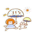 《猛暑の夏♡ほんわか言葉》ハナチャンと猫（個別スタンプ：14）