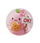 パンを食べる桜餅ちゃん(丸型)（個別スタンプ：1）