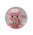 絵本で勉強中のマカロンちゃん(丸型)（個別スタンプ：1）