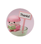 絵本で勉強中のマカロンちゃん(丸型)（個別スタンプ：5）