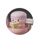 絵本で勉強中のマカロンちゃん(丸型)（個別スタンプ：6）