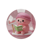 絵本で勉強中のマカロンちゃん(丸型)（個別スタンプ：8）