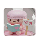 絵本で勉強中のマカロンちゃん(四角型)（個別スタンプ：1）