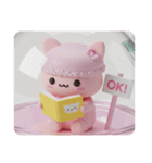 絵本で勉強中のマカロンちゃん(四角型)（個別スタンプ：2）