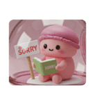 絵本で勉強中のマカロンちゃん(四角型)（個別スタンプ：5）