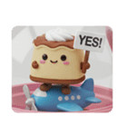 青い飛行機に乗るティラミス(四角型)（個別スタンプ：1）