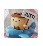 青い飛行機に乗るティラミス(四角型)（個別スタンプ：2）