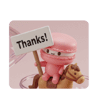 馬に乗っているマカロンちゃん(四角型)（個別スタンプ：1）