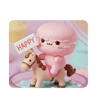 馬に乗っているマカロンちゃん(四角型)（個別スタンプ：2）