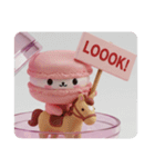 馬に乗っているマカロンちゃん(四角型)（個別スタンプ：3）