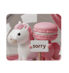 馬に乗っているマカロンちゃん(四角型)（個別スタンプ：5）