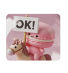 馬に乗っているマカロンちゃん(四角型)（個別スタンプ：6）