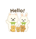 サモエドとうさぎのぬいぐるみ風スタンプ（個別スタンプ：1）