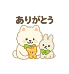 サモエドとうさぎのぬいぐるみ風スタンプ（個別スタンプ：3）