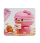 チキンを食べているマカロンちゃん(四角型)（個別スタンプ：8）