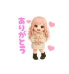 毎日使える♡白パーカーピンク髪ちゃん。（個別スタンプ：2）