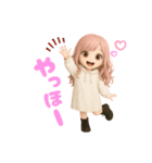 毎日使える♡白パーカーピンク髪ちゃん。（個別スタンプ：3）
