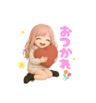 毎日使える♡白パーカーピンク髪ちゃん。（個別スタンプ：4）