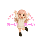 毎日使える♡白パーカーピンク髪ちゃん。（個別スタンプ：5）
