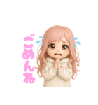 毎日使える♡白パーカーピンク髪ちゃん。（個別スタンプ：9）