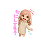 毎日使える♡白パーカーピンク髪ちゃん。（個別スタンプ：11）
