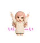 毎日使える♡白パーカーピンク髪ちゃん。（個別スタンプ：16）