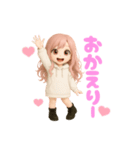 毎日使える♡白パーカーピンク髪ちゃん。（個別スタンプ：21）