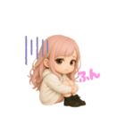 毎日使える♡白パーカーピンク髪ちゃん。（個別スタンプ：23）