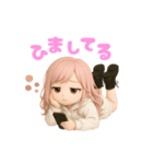 毎日使える♡白パーカーピンク髪ちゃん。（個別スタンプ：27）