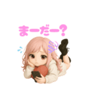 毎日使える♡白パーカーピンク髪ちゃん。（個別スタンプ：28）