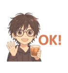 黒髪メガネ男子。やさしい日常（個別スタンプ：4）