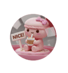 カフェラテを飲むマカロンちゃん(丸型)（個別スタンプ：1）