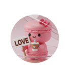 カフェラテを飲むマカロンちゃん(丸型)（個別スタンプ：2）