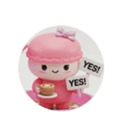 カフェラテを飲むマカロンちゃん(丸型)（個別スタンプ：4）