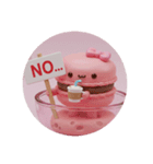 カフェラテを飲むマカロンちゃん(丸型)（個別スタンプ：6）