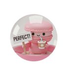 カフェラテを飲むマカロンちゃん(丸型)（個別スタンプ：8）