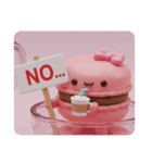 カフェラテを飲んでいるマカロン(四角)（個別スタンプ：1）