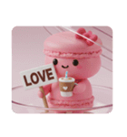 カフェラテを飲んでいるマカロン(四角)（個別スタンプ：2）