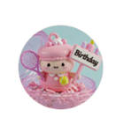 テニスをしているマカロンちゃん(丸型)（個別スタンプ：2）