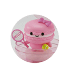 テニスをしているマカロンちゃん(丸型)（個別スタンプ：3）