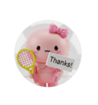 テニスをしているマカロンちゃん(丸型)（個別スタンプ：4）