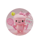 テニスをしているマカロンちゃん(丸型)（個別スタンプ：5）