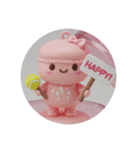 テニスをしているマカロンちゃん(丸型)（個別スタンプ：6）