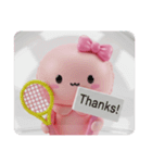 テニスをするマカロンちゃん(四角型)（個別スタンプ：1）