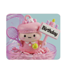 テニスをするマカロンちゃん(四角型)（個別スタンプ：2）