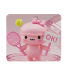 テニスをするマカロンちゃん(四角型)（個別スタンプ：5）