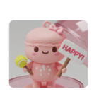 テニスをするマカロンちゃん(四角型)（個別スタンプ：6）