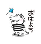 Kimiko Akamatsu 使いやすいモノクロワニ（個別スタンプ：1）