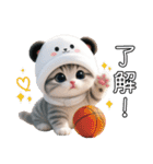 パンダ帽が可愛い猫 キュートな夏（個別スタンプ：3）
