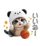 パンダ帽が可愛い猫 キュートな夏（個別スタンプ：9）